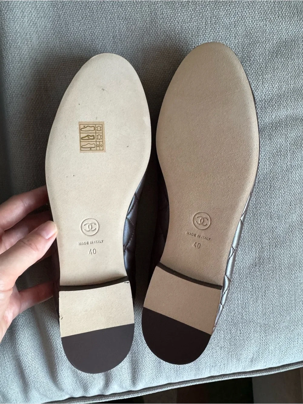 NWT Chanel 26B Chocolate Dark Brown Lambskin Quilted CC Ballet Ballerina Flat 40